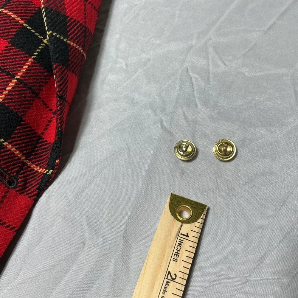 Pendleton Blazer Women 8 Red Black Plaid Wool‎ Classic Gold Button Made in USA